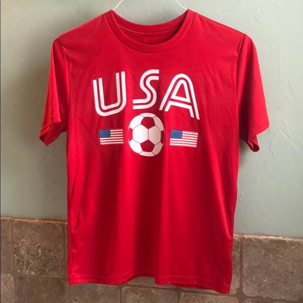 USA soccer athletic T-shirt.